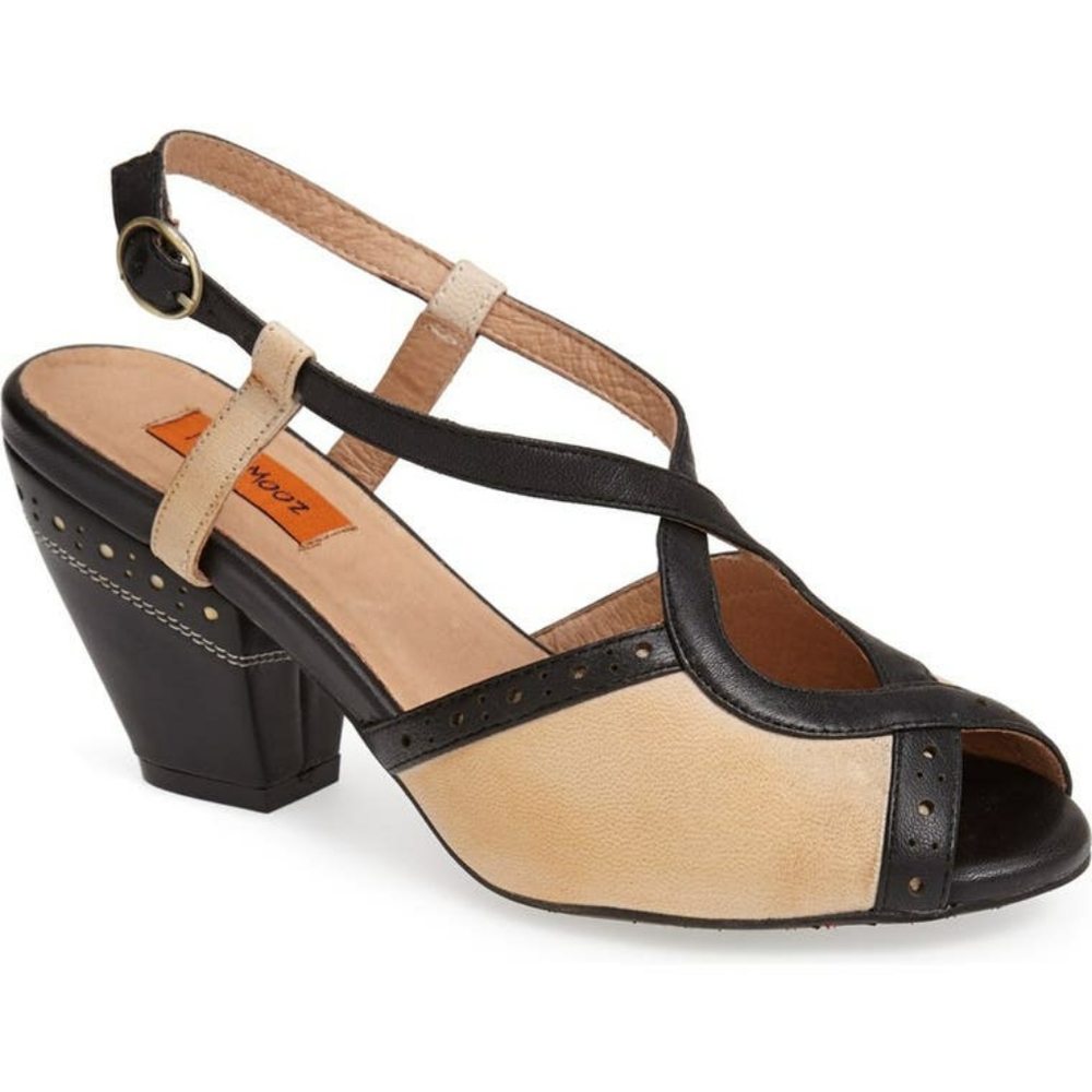 Miz Mooz Pepper Leather Peep Toe Sandal | Sz 6